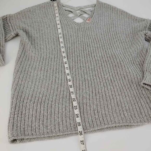 Mossimo Supply Co.Women's V- Neck Criss-Cross Back Pullover Sweater Gray Sz M - Picture 6 of 11